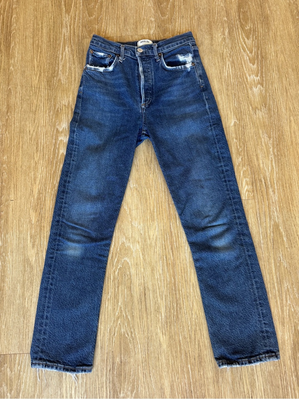 Agolde woman’s Dark Blue Denim Jeans - Classic Straight Fit
